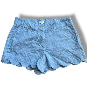 Crown & Ivy Women's Blue Shelby Chino Scalloped Shorts 3.5 inch Inseam size 12